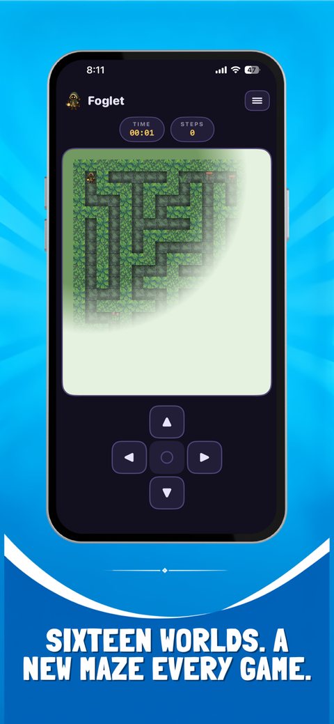 A green hedge maze fading into white mist, one of Foglet's sixteen worlds