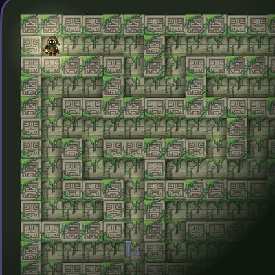 The Lost Temple world in Foglet, mostly hidden in fog